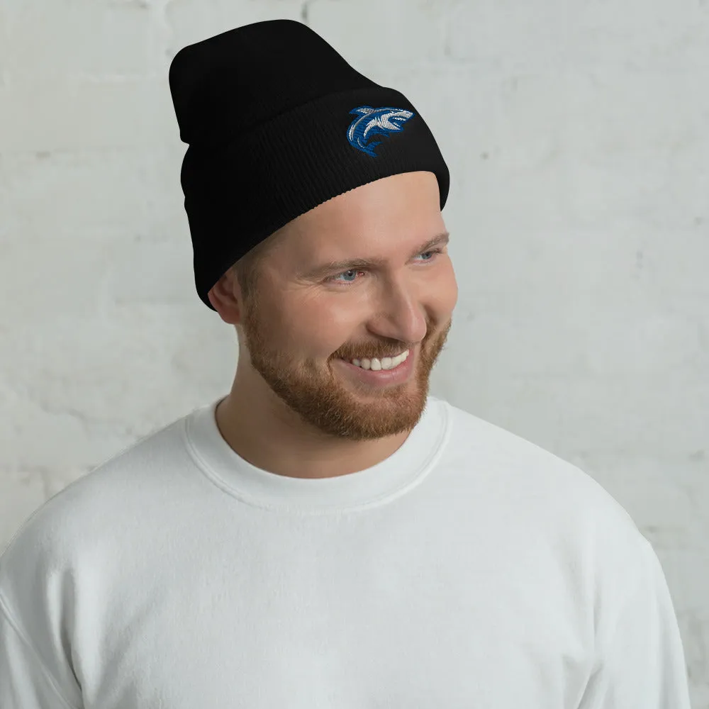 Shark Embroidered Cuffed Beanie, Shark Lover Embroidery Party Men Women Winter Adult Hat Gift