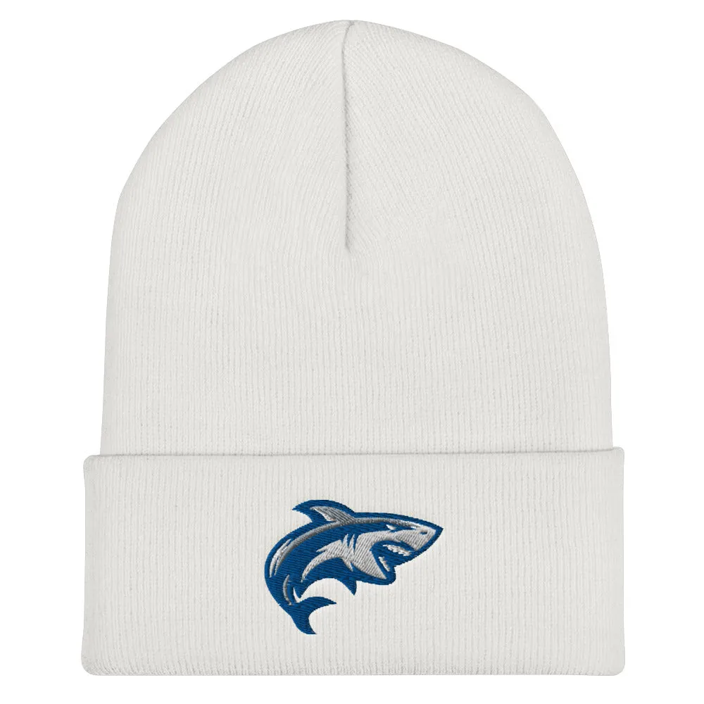 Shark Embroidered Cuffed Beanie, Shark Lover Embroidery Party Men Women Winter Adult Hat Gift