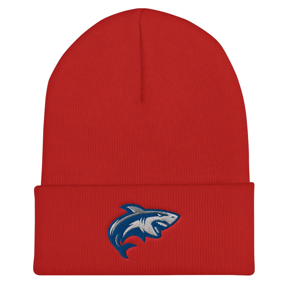 Shark Embroidered Cuffed Beanie, Shark Lover Embroidery Party Men Women Winter Adult Hat Gift