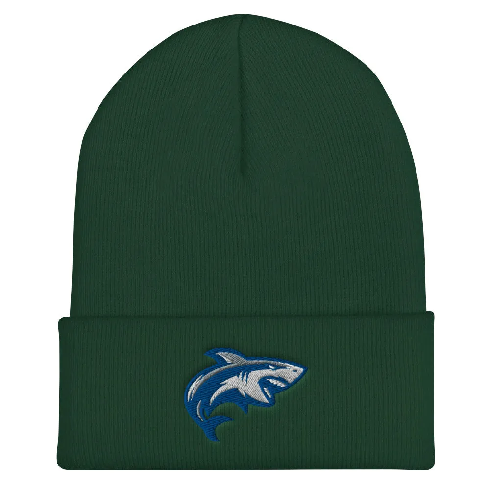 Shark Embroidered Cuffed Beanie, Shark Lover Embroidery Party Men Women Winter Adult Hat Gift
