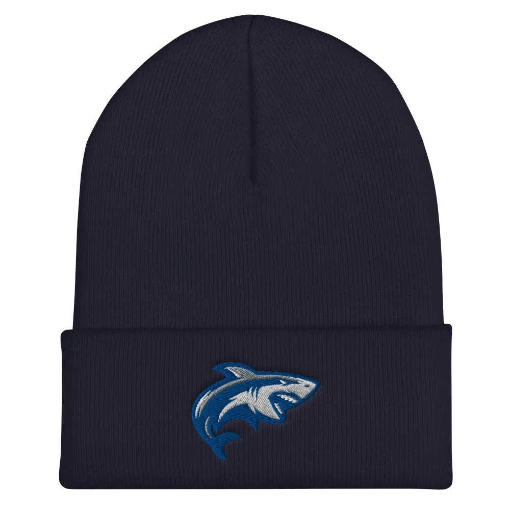 Shark Embroidered Cuffed Beanie, Shark Lover Embroidery Party Men Women Winter Adult Hat Gift