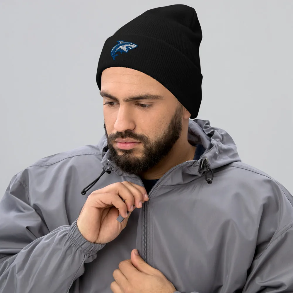 Shark Embroidered Cuffed Beanie, Shark Lover Embroidery Party Men Women Winter Adult Hat Gift