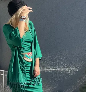 Swimsuit - Cardigan Kimono Car2203S - Dark green #70