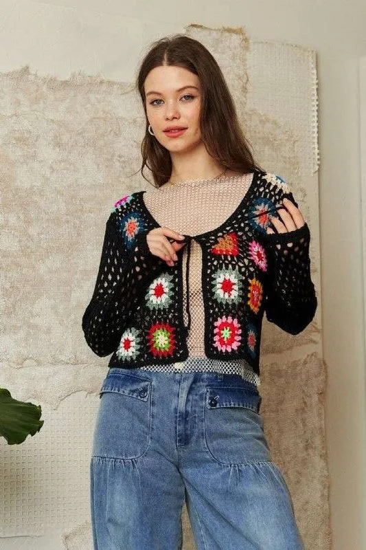 Tie Front Crochet Cardigan