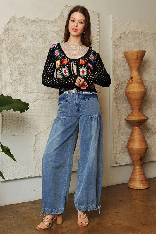Tie Front Crochet Cardigan