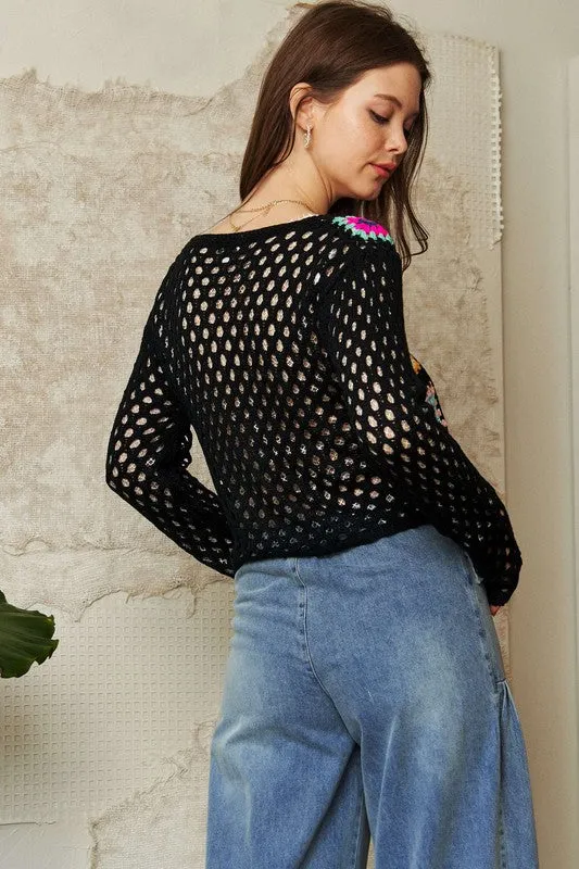 Tie Front Crochet Cardigan