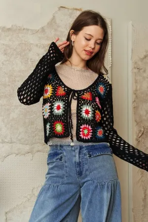Tie Front Crochet Cardigan
