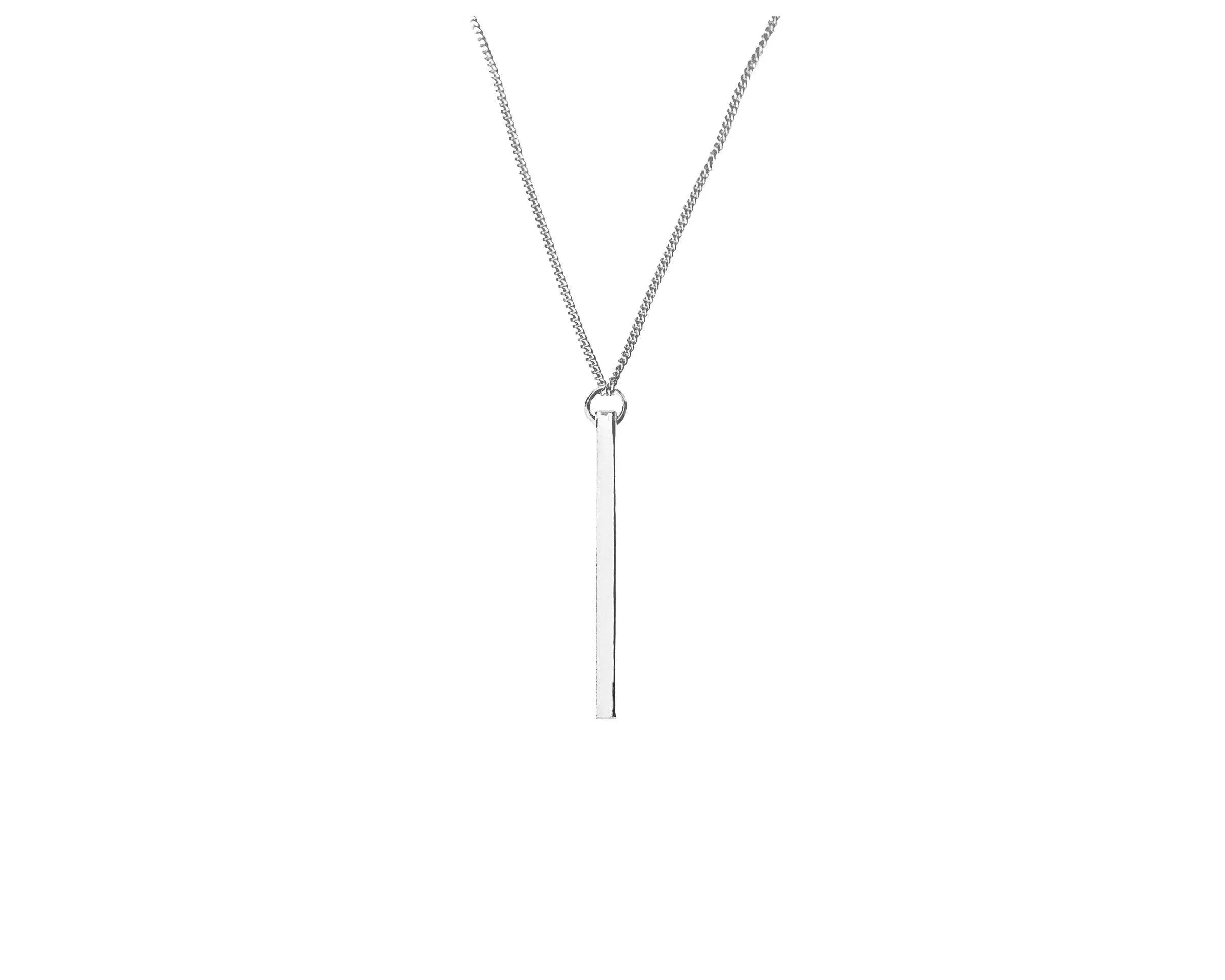 Vertical Silver Bar Necklace